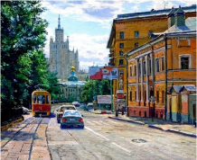 Купить котеин картина по номерам московская улица 30х30 см khm0042