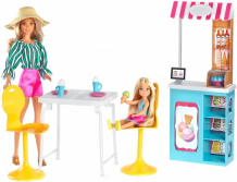 Купить barbie игровой набор магазин кафе мороженое с куклой барби и челси gbk87