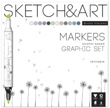 Купить sketch&art набор маркеров двухсторонних маркеров графика 12 цветов 1366360