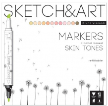 Купить sketch&art набор маркеров двухсторонних портрет 12 цветов 1366361