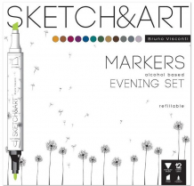 Купить sketch&art набор маркеров двухсторонних вечерний 12 цветов 1366362