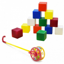 Купить развивающая игрушка тебе-игрушка каталка колесо + кубики большие 12 деталей 40-0032+к-002