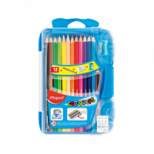 Купить maped карандаши color peps 12 цветов в пластиковом пенале с точилкой и ластиком 832032