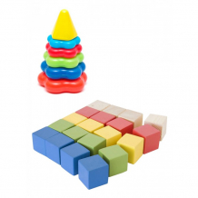 Купить развивающая игрушка тебе-игрушка пирамида детская малая + набор для конструирования кубики 20 шт. 40-0046+ку-004