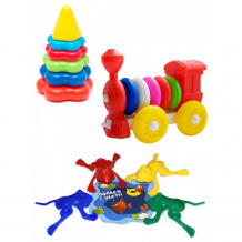 Купить развивающая игрушка тебе-игрушка пирамида детская малая + конструктор-каталка паровозик + команда ква №1 40-0046+к-004+12011