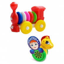 Купить развивающая игрушка тебе-игрушка каталка-неваляшка конь № 1 + конструктор-каталка паровозик 15023+к-004