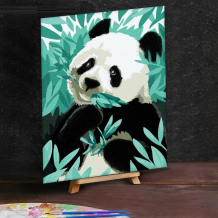 Купить арт узор картина по номерам с дополнительными элементами панда в листьях 30х40 см 4448599