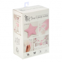 Купить арт узор набор для вязания декор в детскую комнату: подушка и гирлянда жизнь в розовом цвете 2117329