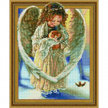 Купить paintboy алмазная картина на подрамнике ангел с котенком 50х40 см tsgj1307