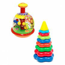 Купить развивающая игрушка тебе-игрушка набор юла юлька + пирамида детская большая 15037+40-0045