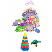 Купить развивающая игрушка тебе-игрушка набор пирамида детская большая + конструктор кноп-кнопыч (61 деталей) 40-0045+11114+12011