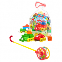 Купить развивающая игрушка тебе-игрушка набор конструктор кноп-кнопыч (46 деталей) + каталка колесо 11111+40-0032