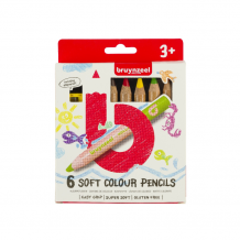 Купить bruynzeel набор утолщенных цветных восковых карандашей kids soft 6 цветов + точилка 60119006