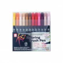 Купить sakura набор акварельных маркеров koi кисточка 24 цвета в пластиковой упаковке xbr-24
