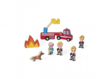 Купить деревянная игрушка janod набор фигурок маленькие истории пожарные j08515