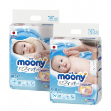 Купить moony megabox подгузники nb (0-5 кг) 90 шт. + s (4-8) 81 шт. 4903720-010006