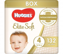 Купить huggies подгузники elite soft 4 (8-14 кг) 132 шт. 9400716