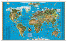 Купить ди эм би карта мира для детей ламинированная на рейках в прозрачном тубусе 116х79 см осн1234462