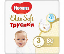 Купить huggies подгузники-трусики elite soft 3 (6-11 кг) 80 шт. 9402755