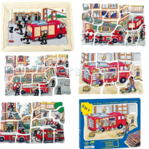 Купить деревянная игрушка beleduc развивающий пазл пожарная бригада 17035 17035