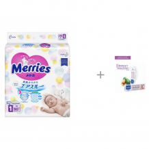 Купить merries подгузники nb (0-5 кг) 90 шт. и защитный крем под подгузник mustela bebe 1-2-3 100 мл 