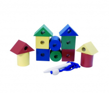 Купить деревянная игрушка rntoys бусы геометрические цветные (12 деталей) ш-107