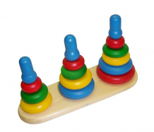 Купить деревянная игрушка rntoys пирамидка больше-меньше цветная д-374