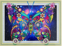 Купить color kit алмазная картина с фигурными стразами цветочная бабочка fm008