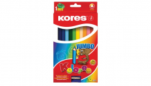 Купить kores карандаши jumbo цветные трехгранные с точилкой 12 цветов 128905