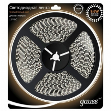 Купить светильник gauss лента led 3528/120-smd ip66 9.6w 12v 3000k 5 м eb311000110