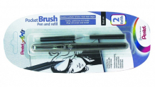 Купить pentel ручка-кисть brush pen для каллиграфии и 2 запасных картриджа xgfkp/fp10