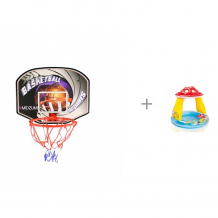 Купить midzumi щит баскетбольный с мячом и насосом и бассейн intex мухомор 102х89 см 