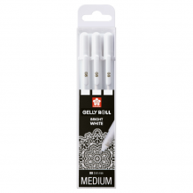 Купить sakura набор белых гелевых ручек gelly roll basic 08 (пишущий узел 0.8 мм, линия 0.4 мм) 3 шт. 