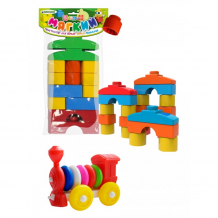 Купить развивающая игрушка тебе-игрушка мягкий конструктор для малышей кнопик 14 деталей + конструктор-каталка паровозик 
