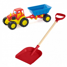 Купить тебе-игрушка трактор с прицепом active + лопата пластмассовая с деревянной ручкой 60 см 15-5229+л