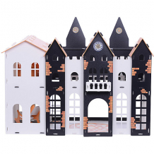 Купить кукольный домик r&c "замок джульетты" с мебелью, бело-чёрно-оранжевый ( id 10321453 )