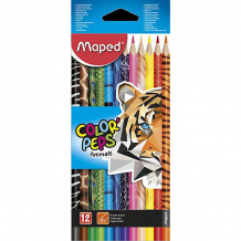 Купить набор цветных карандаей maped color'peps animals с декором, 12 цветов ( id 11049830 )