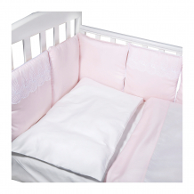 Купить комплект в кроватку эдельвейс, 4 предмета, розовый ( id 11505737 )