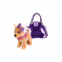 Купить мягкая игрушка fluffy family "щенок в сумочке с пайетками", 19 см, фиолетовая ( id 12969800 )
