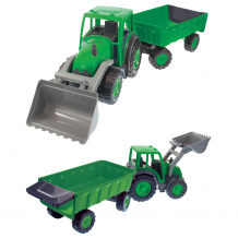 Купить игрушка mochtoys "трактор большой с ковшом и прицепом" ( id 12989583 )