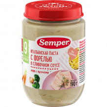 Купить пюре semper итальянская паста с форелью в сливочном соусе с 9 мес, 12 шт х 190 г ( id 16041803 )