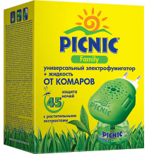 Купить электрофумигатор picnic family c жидкостью от комаров 45 ночей, 30 мл ( id 16075190 )