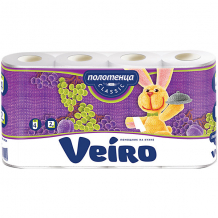 Купить бумажные полотенца veiro classic 2-х слойные, 12,5 м, 4 шт ( id 17099963 )