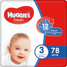 Купить подгузники huggies classic 3 mega pack, 4-9 кг, 78 шт. ( id 3361327 )
