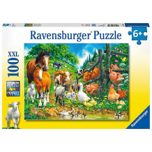 Купить пазл ravensburger "xxl: встреча животных", 100 элементов ( id 7197400 )