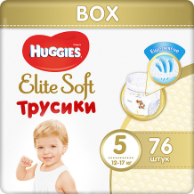 Купить трусики-подгузники huggies elite soft 5, 12-17 кг, 76 шт. ( id 7464174 )