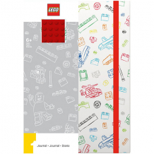 Купить книга для записей (96 листов, линейка) с резинкой lego, цвет: красный, белый ( id 8287517 )