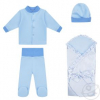 Комплект на выписку Мерцание Leader Kids, цвет: голубой одеяло/кофта/ползунки/шапочка ( ID 12334960 )