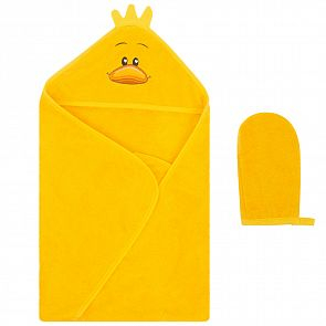 Купить комплект для купания leader kids полотенце/рукавица-мочалка 75 х 100 см, цвет: желтый ( id 12452122 )