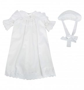 Купить крестильный набор платье/чепчик ангел мой, цвет: белый ( id 9621528 )